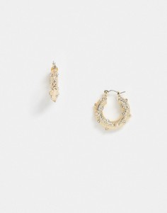 Золотистые серьги-кольца с камнями и искусственным жемчугом ASOS DESIGN-Золотой