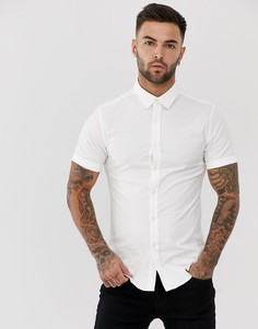 Белая облегающая оксфордская рубашка с короткими рукавами New Look-Белый