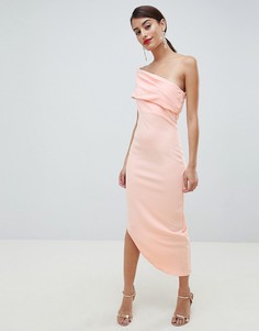 Платье на одно плечо с асимметричным краем City Goddess-Розовый