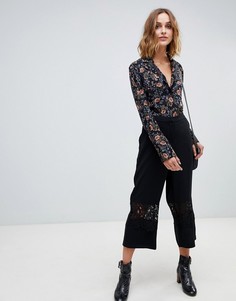 Кюлоты с кружевными вставками Vero Moda-Черный