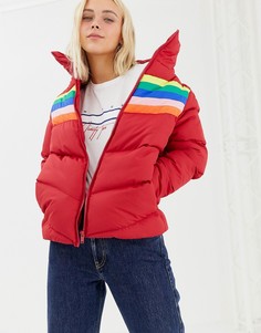Дутая куртка с разноцветными полосками Brave Soul Аntonia-Красный