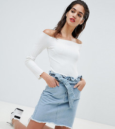 Джинсовая мини-юбка с поясом Missguided-Синий