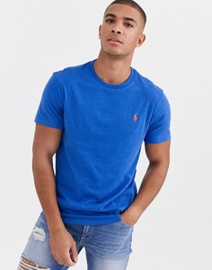 Голубая меланжевая футболка с логотипом Polo Ralph Lauren-Темно-синий