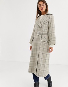 Тренч в клетку Topshop-Мульти