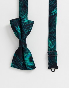 Зеленый галстук-бабочка с принтом павлиньего пера Twisted Tailor
