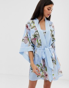 Синее кимоно с цветочным принтом B By Ted Baker Harmony-Синий