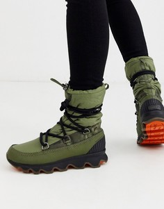 Зеленые непромокаемые ботинки на шнуровке Sorel-Зеленый