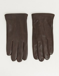 Коричневые кожаные перчатки ASOS DESIGN-Коричневый