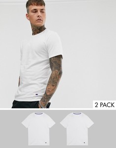 2 белые базовые футболки с круглым вырезом Champion-Белый