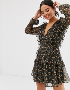 Платье мини с цветочным принтом Stevie May-Черный