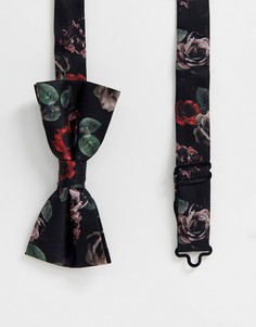 Черный галстук-бабочка с цветочным принтом Twisted Tailor