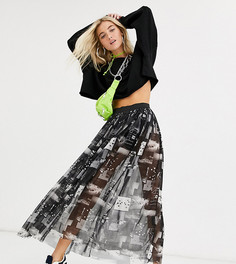 Сетчатая юбка макси с фотопринтом COLLUSION-Мульти
