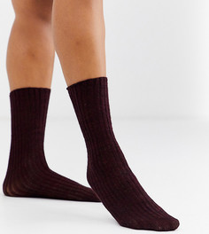 Эксклюзивные бордовые трикотажные носки в рубчик Jonathan Aston-Красный