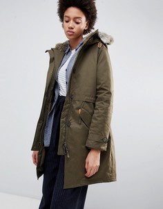 Парка с капюшоном и искусственным мехом Parka London Lucinda-Зеленый