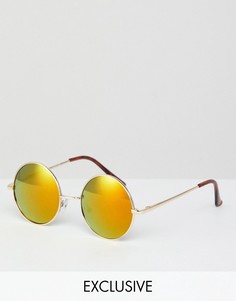 Солнцезащитные очки в круглой оправе Reclaimed Vintage эксклюзивно для ASOS-Золотой