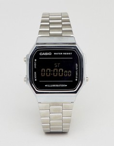 Цифровые часы-браслет в стиле унисекс серебристого/черного цвета с зеркальным эффектом Casio A168W Unisex-Серебристый