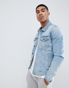 Светлая джинсовая куртка узкого кроя в стиле вестерн ASOS DESIGN-Синий