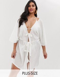 Пляжное платье с декоративными узлами Brave Soul Plus-Белый