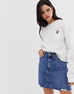 Белый свитшот с вышивкой в виде розы River Island