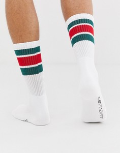 Белые носки с зелеными полосками Carhartt WIP Grant-Белый