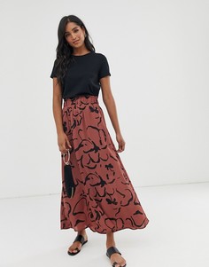 Юбка макси с принтом Vero Moda-Коричневый