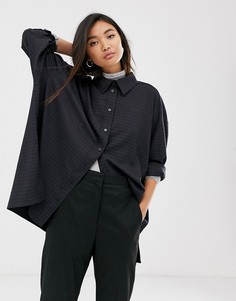 Темно-синяя oversize-рубашка в клетку Weekday-Мульти