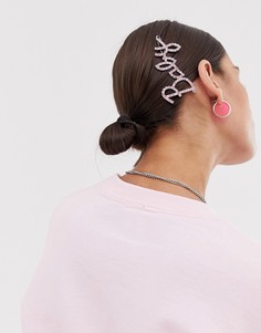 Серебристая заколка для волос с принтом ASOS DESIGN-Серебряный