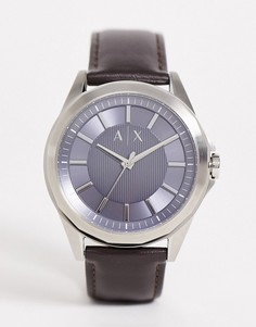 Мужские часы с коричневым кожаным ремешком Armani Exchange-Коричневый