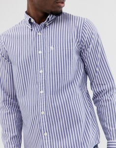 Узкая рубашка из поплина в вертикальную полоску с логотипом Abercrombie & Fitch-Синий