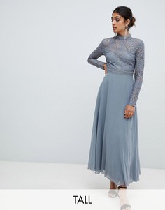 Кружевное платье миди для выпускного Little Mistress Tall-Серый