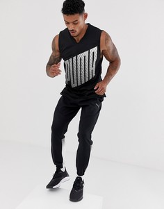 Черная спортивная майка с принтом Puma-Зеленый
