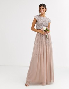 Серо-коричневая юбка из тюля от комплекта с пайетками Maya Bridesmaid-Коричневый цвет