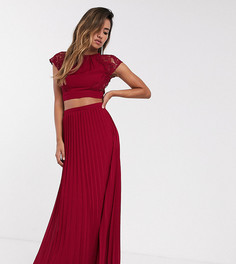 Плиссированная юбка макси винного цвета TFNC Bridesmaid-Красный