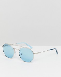 Круглые солнцезащитные очки с синими стеклами Calvin Klein CK18116S-Синий