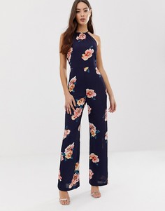 Комбинезон с цветочным принтом Ax Paris-Темно-синий