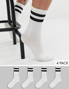 Набор из 4 пар белых теннисных носков Only & Sons-Белый