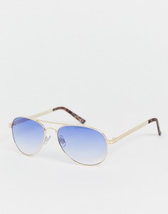 Солнцезащитные очки-авиаторы с синими стеклами River Island-Золотой