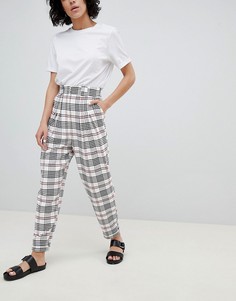 Зауженные брюки в крупную клетку ASOS DESIGN-Мульти