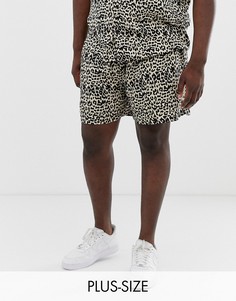Комбинируемые шорты с леопардовым принтом New Look Plus-Коричневый