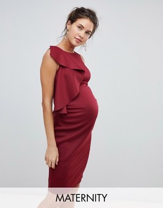 Платье с оборками и высоким воротом True Violet Maternity-Красный