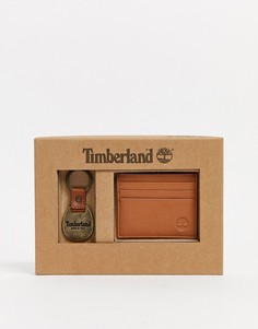 Подарочный набор из кошелька для карт и брелока для ключей светло-коричневого цвета Timberland-Коричневый