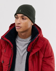 Зеленая шапка-бини из мериносовой шерсти Polo Ralph Lauren-Зеленый