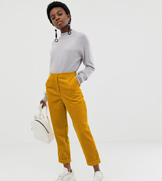 Зауженные вельветовые брюки с отворотами ASOS DESIGN Petite-Желтый