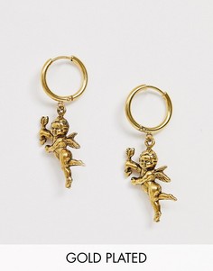 Позолоченные серьги-кольца с ангелочком Regal Rose-Золотой