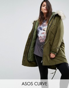 Oversize-парка с уплотненной подкладкой ASOS CURVE-Зеленый