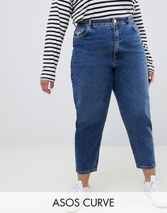 Темно-синие джинсы бойфренда со свободными штанинами ASOS DESIGN Curve-Синий