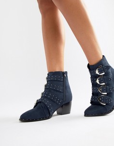 Ботинки в стиле вестерн с пряжками Missguided-Темно-синий