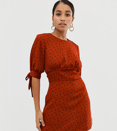 Платье мини в горошек с высоким воротником Fashion Union Petite-Красный