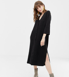 Черное платье макси с V-образным вырезом Monki-Черный