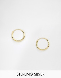 Серьги-кольца диаметром 12 мм из стерлингового серебра и позолотой 14 карат ASOS DESIGN-Золотистый